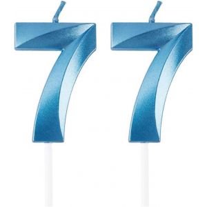 Eryi-Bougies D'anniversaire En Forme De Chiffre 77, Bleues, Décoration De Gâteau 3d, Pour Fête D'anniversaire, Mariage, Fête D'entreprise, Décoration De Gâteau, Numéro 77 - Neuf