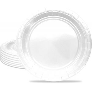 Kalanka-16 Pièces Blanc Assiette Pour Fête Anniversaire,9 Pouces/23cm Blanc Papier Assiette Dessert Plateau Vaisselle Pour Décoration Anniversaire Homme Femme - Neuf