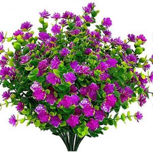 Fausses fleurs artificielles,4Pack extérieur Vert résistant aux UV Arbustes Plantes Intérieur Extérieur Suspendu - Neuf