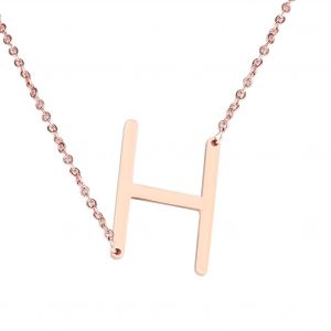 Colliers Tendance En Acier Inoxydable Avec Pendentif En Forme D'alphabet, Or Rose H - Neuf