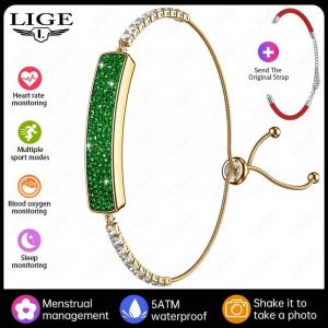 2025 Nouvelle Mode Bracelet Intelligent Femmes Diamant Bande Intelligente Femme Sant&eacute; Surveillance Du Sommeil 5Atm &Eacute;tanche Sport Fitness Smartwatch.Green. - Neuf