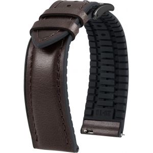 Eryi-Bracelet Montre En Cuir 22mm 21mm 20mm 19mm 18mm 16mm 14mm Cuir Ciré À L'huile Et Silicone Hybrid Bracelets De Montre À Dégagement Rapide Pour Homme Femme 6 Couleurs - Neuf