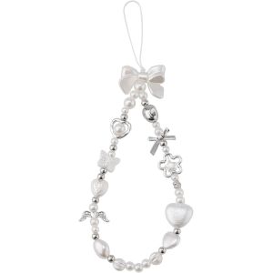 Kal-Breloques Téléphone, Perle Cour Noud Sangle De Téléphone Perlée Mignonne Y2k Bracelet Pour Téléphone Dragonne De Téléphone Perle Pour Porte-Clés Sac À Dos Portefeuille Appareil Photo - Neuf