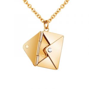 Collier Médaillon Enveloppe Love You Message Secret Caché Pendentif - Neuf