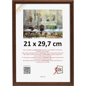 Cadre de l'image JENA - brun fonc&eacute; - 21x29,7 cm (A4) - cadre photo en bois exotique avec verre acrylique - Neuf