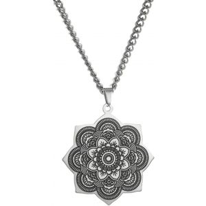 Kal-Collier Bouddhisme Fleur De Lotus Om Pour Homme Et Femme - Pendentif Lotus Unalome - Bouddha Om Aum Ohm Symbole Mandala - Pendentif Yoga Spirituel - Cadeau - Neuf
