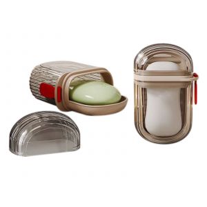 Lot de 2 &eacute;tuis &agrave; savon &eacute;tanches avec couvercle, pour les voyages et la maison - Neuf