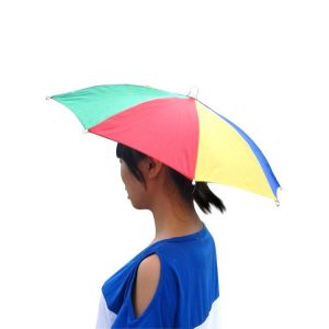 Casquette Parapluie Couleur Pastèque 32 Cm, Casquette Parapluie De Pêche Touristique, Casquette Parapluie Parapluie Essentiel Festival Multicolore Femme Et Homme, Bleu/Rouge/Jaune - Neuf