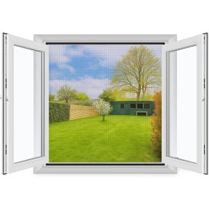 MAA-Lot de 4 Moustiquaires Fenêtre Sans Perçage 150x180cm, Toile Moustiquaire Filet Fenêtre Anti Moustique avec Bande Adhésive Store Auto Agrippante, Découpable à la Dimension Souhaitée, Noir - Neuf