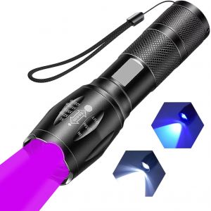 DOOL-Lampe De Poche Uv,Lampe De Poche Portable,Lampe Torche Led Avec Lumière Blanche Et Uv,Détecteur D'Urine Pour Chien/Chat,Taches Sèches,Scorpions,Punaises De Lit,Extérieur - Neuf