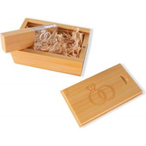 CLÉ USB 64 Go Bois et Cristal USB 3.0 Haute Vitesse Clé Personnalisée Mariage Photographe Vidéaste Mémoire Pro Stockage Élégant Pendrive Communion Cadeau - Neuf