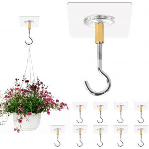 10 Pièces Crochets De Plafond Autocollant Crochet Plafond Sans Percer Transparent Crochet Plafond Pour Plantes À Suspension Crochet De Plafond Autocollant Pour Cuisines,Salles De Bain,Maison - Neuf