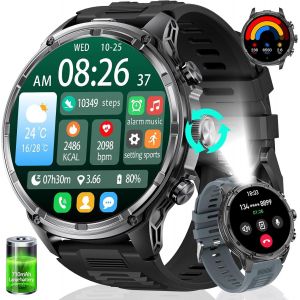 Montre Connect&eacute;e Homme Avec 1,85'' Hd Grand &Eacute;cran//Led Lampe Smartwatch Homme 710mah Batterie Avec 120+ Modes Sportifs,24/7 Moniteur De Fr&eacute;quence Cardiaque Et Sommeil Ip69 &Eacute;tanche Pour Andro[Z767] - Neuf