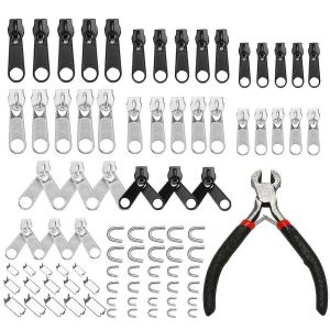 85pcs Fermeture À Glissière Kit De Réparation Zip Slider Sauvetage Fermetures À Glissière Universelles Veste De Remplacement Vêtements Sac Tente Fixer Plier Couture Outil De Couture Aiguille 5 # 8# - Neuf