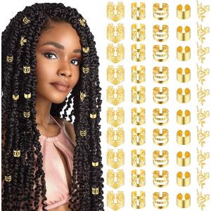 Kalanka-Lot De 50 Pièces Bijoux Cheveux Tresse Doré, Bijoux De Cheveux, À Cheveux Dorées Pour Tresses, Accessoires Pour Dreadlocks, Accessoires Pour Dreadlocks, Pour Hommes, Femmes - Neuf