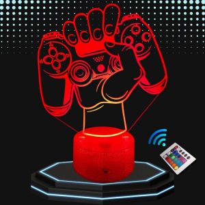 Lampe De Chevet 3d Led Manette De Jeu Vidéo - Veilleuse Changement De Couleurs - Luminaire Tactile Bureau Et Chambre Enfant - Eclairage D`Ambiance - Idée Cadeau Anniversaire Et Noël. (Manette) - Neuf