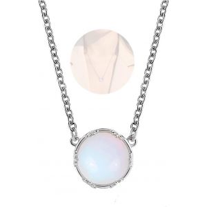 Kal-Collier De Boh&egrave;me Avec Pendentif En Pierre De Lune Collier Ras Du Cou En Argent Collier De Pierre De Lune Vintage Collier De Pierre De Lune Collier De Cha&icirc;ne Minimaliste Bijoux Pour Femmes - Neuf