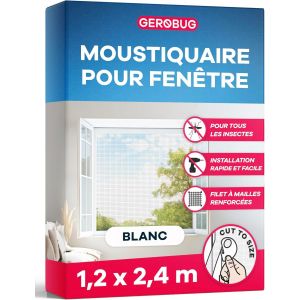 Maa-Gerobug Moustiquaire Fenêtre Sans Perçage 120x240cm, Blanc - Moustiquaire Fenêtre Auto-Agrippante - Moustiquaire Pour Fenêtre Découpable - Protection Anti-Insectes Efficace - Neuf