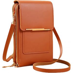 RFCBC-Sacoche en cuir antivol - Petit sac à bandoulière léger en similicuir pour téléphone portable, pour femmes, avec fenêtre pour écran tactile - Neuf