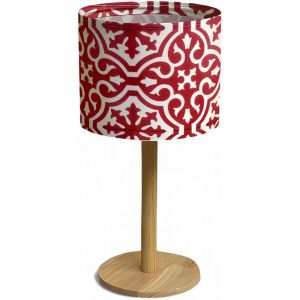 Kal-Lampe De Chevet Et Salon Design Multicolore, Veilleuse D'ambiance Avec Abat-Jour, Lumière E14 Led. Modèle Original, Pieds Modernes En Bois. (Rojo Escarlata, 1 Pièce) - Neuf
