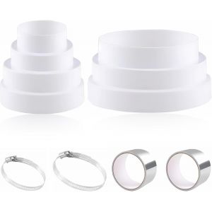 Lot de 2 réducteurs universels en PVC - Diamètre : 80-180 mm - Tuyau de réduction de 80, 100, 110, 120, 160, 170, 180 mm - Avec colliers de serrage en acier inoxydable - Bande d'aluminium pour - Neuf
