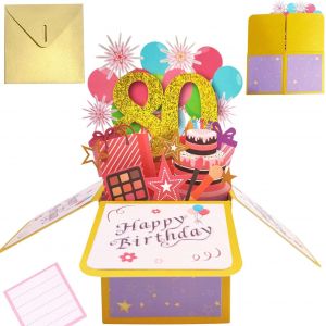 Carte Anniversaire 80 Ans Cartes D'anniversaire Pop-up Carte de Voeux 3d Avec Enveloppe Cadeau pour Femmes Hommes Filles Amis Mères (A 80) - Neuf