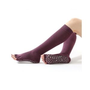 Chaussettes Hautes Antid&eacute;rapantes Sans Orteils Pour Femmes &iquest; Soutien &Eacute;l&eacute;gant Et Antid&eacute;rapant Pour Le Yoga, La Barre Et Le Pilates &iquest; Rouge - Neuf