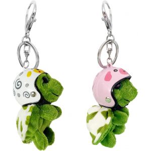 Kal-Lot De 2 Porte-Clés En Forme De Tortue De Moto - Pendentif En Peluche - Décoration De Tortue De Dessin Animé Vert - Porte-Clés Personnalisé En Forme De Tortue En Peluche, Beige, M - Neuf