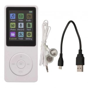 Lecteur de musique num&eacute;rique 1,8 pouce LCD Prise en charge Petite carte m&eacute;moire Lecteur MP3 MP4 ultra mince avec accessoires Blanc - Neuf