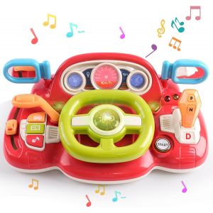 Kajgl-Volant Enfant,Simulateur De Conduite Enfant,Simulateur De Conduite Cars,Volant Jouet Enfant Multifonctionnel Avec Lumi&egrave;re Et Musique(Anglais),Volant B&eacute;b&eacute;,Pour Les Gar&ccedil;ons Et Les Filles,Rouge - Neuf