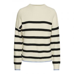 Pull Marini&egrave;re Avec Liser&eacute; Bleu Col Montant Femme Pieces - Neuf