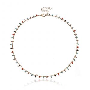 Collier Vintage Boh&egrave;me &Agrave; Plusieurs Rangs De Perles De Rocaille Arc-En-Ciel, Orn&eacute; De Perles De Riz Color&eacute;es. - Neuf