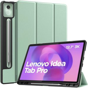 KALANKA-Coque pour Lenovo Idea Tab Pro 12,7"" 2025 avec Porte-Stylo, &Eacute;tui Ultra-Mince Trifold &agrave; Support Auto R&eacute;veil/Veille, Housse Protection en Cuir PU pour Lenovo Idea Tab/Xiaoxin Pad Pro, Seafoam G - Neuf