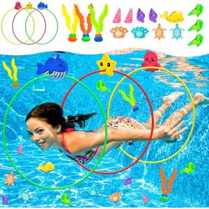 KAL-Jouets De Plongée, 18Pcs Jeux De Piscine Pour Enfants, Anneaux De Plongée, Jeux Piscine Enfant Jouet Sous Eau Été Avec Anneaux De Plongée Pour Enfants Entrainement De Plongée (A) - Neuf