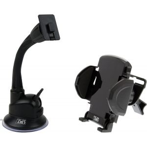 Support De T&eacute;l&eacute;phone 2 en 1, Fixation Pare-Brise Et Grille D'A&eacute;ration, T&ecirc;te Orientable 360 degr&eacute;s, Mode Paysage, Ventouse Haute Qualit&eacute;, Qualit&eacute; Optimale, Support R&eacute;glable Et Ajustable&iquest; Noir - Neuf