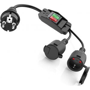 C&acirc;ble d'extension 2 prises, prises &eacute;tanches IP44 pour une utilisation en int&eacute;rieur et en ext&eacute;rieur, prise double 3680W avec interrupteur individuel 250V/16A pour la maison,le bureau et une utilisation - Neuf