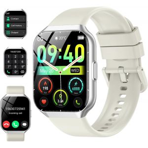 KAL-Montre Connect&eacute;e Femme Homme Avec Appel Bluetooth, 1.96"" Hd Smartwatch, 112+ Sportifs, Ip68 Waterproof Fitness Tracker, Heart Rate And Sleep Monitor, Pedometer, Smartwatches Pour Android Ios, Bei - Neuf