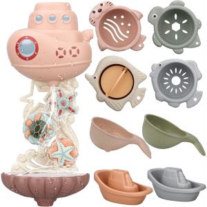 ERYI-Jouets De Bain Pour Bebe, Jouet Bain Bebe 1 An, Jeux De Bain Bébé Enfant 1 2 3 Ans, Jouets D'Éveil Cadeau Bebe 1 An Pour Garçons Et Filles Avec Mignons Engrenages Et Tasses D'Animaux Marins - Neuf