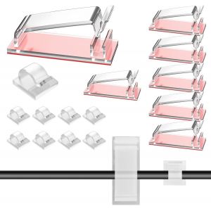 70 Pièces Clips Câble Transparent, Clips De Câble Adhésifs, 50 Petits Clips De Câble Autocollants + 20 Grands Attache Cable Adhesif, Pour Maison, Bureau, Tv, Téléphone, Chargeur, Décoration Lumineuse - Neuf