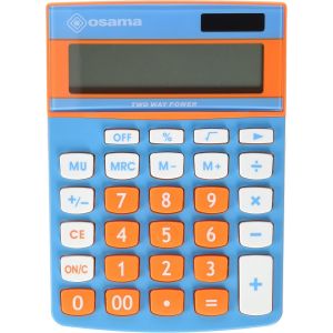 Osama, Metacolor - Calculatrice Bureau &agrave; 12 Chiffres + &Eacute;cran Inclin&eacute; en M&eacute;tal, Calculatrice College et Lycee avec Recharge Solaire - Calculette Id&eacute;al comme Fourniture et Accessoire Bureau, Ciel/Orange - Neuf
