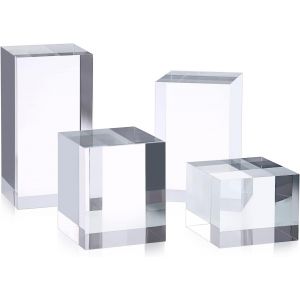Lot de 4 présentoirs rectangulaires en acrylique transparent-Accessoires de photographie-Décoration d'intérieur-Socle pour montres cosmétiques-Figurines-Modèle 5 x 5 x 5/6/8/10 - Neuf
