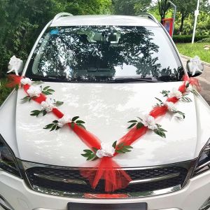 Kal-Decoration Voiture Mariage Tulle, Ruban Voiture Mariage, Noeud Voiture Mariage, Kit Decoration Voiture Mariage, Bijoux Mariée Ratan Roses Décoration Voiture Mariage Guirlande Décorative Deco Voit - Neuf