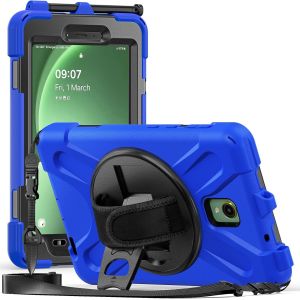 Coque Robuste Pour Samsung Galaxy Tab Active5 5g 8"" (Sm-X300/X306b 2024)/Active 3 T570/T575 Avec Béquille Rotative À 360°, Coque Blindée Résistante Aux Chocs Avec Main/Bandoulière (Noir) - Neuf