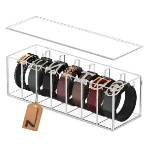 Rangement Pour Ceintures En Acrylique Avec Couvercle Anti-Poussi&egrave;re, Organisateur De Ceintures Transparent, 7 Compartiments - Neuf