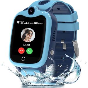 Montre Connect&eacute;e Enfant GPS, IP68 Montre Connect&eacute;e Enfant Gar&ccedil;ons Filles GPS et T&eacute;l&eacute;phone, Appel, Vid&eacute;o, Mode Classe, SOS, Jeux, R&eacute;veil, Smartwatch Enfant Cadeau pour 4-12 Ans(Bleu) - Neuf