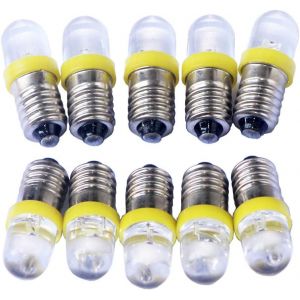 Kal-10pcs E10 3v Jaune Spot Ampoule Led Lampes + 10pcs E10 Base 0.25w - Neuf