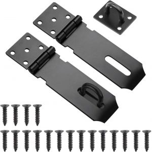 Cadenas de porte, 2 fermoirs de porte extérieure, 5 pouces en acier inoxydable avec vis pour serrure de porte de garage (noir) - Neuf