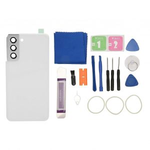 pour Galaxy S21 Coque arri&egrave;re Remplacement Verre Perfect Fit T&eacute;l&eacute;phone Porte Arri&egrave;re Bo&icirc;tier Kit d'outils avec cadre de cam&eacute;ra pr&eacute;install&eacute; Blanc - Neuf