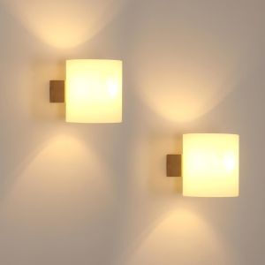 Subzonal-Applique Murale Int&eacute;rieure Bois, 2 Pi&egrave;ces Lampe Murale E27 R&eacute;tro En Verre Lampe De Chevet Pour Chambre Salon Couloir Escalier Caf&eacute;t&eacute;ria - Neuf