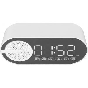ASFASFq-Haut-parleur de Réveil Bluetooth, Radio-réveil Numérique FM Full FM, Haut-parleur Bluetooth Portable Multifonction avec Affichage LED Miroir pour Chambre, Bureau et Dortoir - Neuf